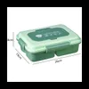 Bento Boxes Lunch Box 1600ml 5 Compartment Bento Box Adult con bacchette spoon riutilizzabili incorporate Viaggi (verde) L49