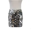 Skirts Solid Y2K Shiny Sequins Y Mini Skirt For Women Hollow Out See Through Circar Sequin Outside Streetwear Lady 240328 Drop Delive Dhwu2