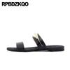 Slippels open teen sandalen flats merk echt leer groot formaat brede fit 45 dia's punk metaal schoenen mannen koe huid rots beroemd 12 46