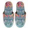 Slippers 2024 Inverno-outono em casa Thermal Coted Coted Coted Feminino Polinésia Tribal Cotton Indoor