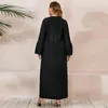 Casual klänningar V-ringningsbroderier Abayas för kvinnor Autumn Winter Robe Longue Femme Musulmane Dubai Abaya Kaftan Turkiet Islam Muslim Dress