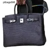 Bolsa de bolsa 7A de bolsa artesanal 7A Genuíno com água tingida 35 feminino Crocodilo Leathersqb1