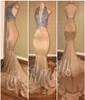 Silver Gold Champagne Prom Dresses Mermaid Sexig backless Halter Neck Formal African Black Girls Evening Dress Pageant Gowns7912391