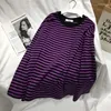 Kobiety swetry Neploe 2024 Autumn Striped średnie długie przyczynowe pulourki cienkie O Ubrania Koreańskie Ubrania Koreańskie