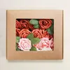 Fleurs décoratives 25pcs 8cm artificiels PE Foam Rose Rose Bride Bouquet Fleur pour la décoration de fête de mariage Scrapbooking DIY