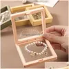 Smyckeslådor PE Film Box Transparent 3D Floating Frame Display Case Ringörhängen Armband Halsband Förpackning Drop Delivery Dhgarden Dhohv