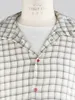 Mens Shirts Flax Blended White Check Enamel Button-down kiton Hooded Shirt