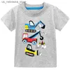 T-shirt Preschool Boys Summer Short Short Briwneck T-shirt Top of the Line Boys T-shirt Ecavatore T-shirt Abbigliamento per bambini a maniche corte 2-7 anni Q240418
