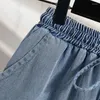 Jeans para mujeres Pantalones cortés de vía alta de cintura