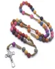 Collana rosa color croce rosario cristo Gesù religioso fatto a mano Cristiana Gioielli 3564434