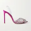 Sandalet Rhinestone ayakkabıları nokta ayak parmağı sanalyas mujer verano stiletto kadınlar zapatos de tacon medio elegantes chaussure femme