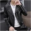 Men'S Leather & Faux Mens Hoo Casual Autumn Slim Fit Handsome Rivet Oblique Zipper Jacket Youth Trendy Motorcycle Pu Drop Delivery App Dhekn