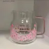 Bottiglia d'acqua 2021 Corea Starbucks tazze Sakura Series Pink Tepot Glass da 570 ml di tazze da caffè249H L48