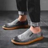 Casual Shoes Mens Slip On Male Suede Loafers Brand Retro Antiskid Boat Business Office Brogy Flats Fashion Moccasins