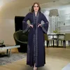 Ethnic Clothing 2024 Summer Elegant Style African Women Long Sleeve V-neck Polyester Green Red Blue Dress Maxi Muslim Fashion Dresses