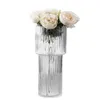 Ribbed Glass Vase Transparent Acrylic Vase Nordic Simple Transparent Decorative Flower Holder Fluted Vase For Mantle Dining 240415