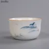 Cups Saucers NOOLIM Ceramic Master Tea White Porcelain Hand Painted Lotus Chinese Household Teacups Office Drinkware