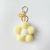 Keychains Lanyards Flower Hairball Keychain Cute Plush Bag Key Ring Pendant Color Creative Sunflower Pendant Individualization Couple Gift