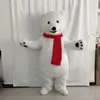 2024 Costume de mascotte de l'ours polaire de haute qualité Derbe pour hommes Femmes Halloween Outdoor Tinet Suit Mascot pour adulte