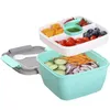 Cineros de 1100/1500ml Capas de almuerzo de doble capas con frutas de contenedores de salsa de cuchara Pick Lid Atertight Tapa de microondas Safe Students Bento