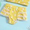 Pezzi da bagno a nuoto per bambini per bambini da bagno da bagno a 2 pezzi Schermo floreali in pizzo Shorts Bikini Set Q240418