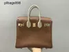 Handgjorda 7a handväskor biks äkta läder original läder handhållna kvinnor ljus lyxguldbrun med mjölk vit2jk1