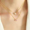 Chains OUDIANYA JEWELRY XL90 Fashion Zirconia Peach Heart Pendant Necklace Collar Chain Micro