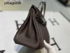Women Brkns Handtasche Echtes Leder 7A Handswen High Gloss Crocodile Skin Patchwork Haut 25 Pack tragbare Schokoladenfarbe