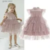 Robes de fille Sequin Princess Robe For Girls Christmas Ruffles Sleeve Tulle Casual Kids Vêtements 3 6 8 Yrs Birthday Vestido Summer Girls Robe