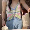 Damestanks vrouwen casual losse haakhaak gebreide top zomer holle out cami crop camisole kleurrijke stranden zwempak bedek op