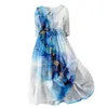 Casual jurken dames mode vintage bloemendruk reversknop driekwart mouwen strappy jurk vestidos verano moda 2024 vestido