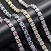 Hip -Hop -Schmuck 10mm Rock Zucker Pink Weiß Diamant Hip Hop Halskette Silber Set Würfel Diamant Halskette Herren- und Frauen Modeschmuck