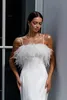 Furs Simple White Mermaid Wedding Dresses Backless Bridal Gowns Elegant Sweep Train Reception Party Dress Robes de Mariee YD