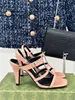 24s luxe lente zomer nieuwe productontwerper dames hoge hakken heup buckle one word buckle echt lederen sandalen maat 35-39