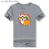 T-Shirts Corgicorn Corgi Childrens Fun Regenbogen Corgi T-Shirt Fun Hundeliebhaber Grafisches T-Shirt Süßes Tierdruck Set Q240418