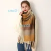 Scarves Korean Version of Dongmen Ac Plaid Scarf Soft Waxy Thickened Autumn and Winter New Mohair Imitation Cashmere for Women2lbz 8S86