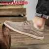 Zapatos casuales de moda hombres hechos a mano suave de cuero genuino al aire libre impermeable anti-slip masculina