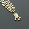 Clip per capelli vintage perle di perle simulate a catena dorata Medaglia Crystal Ciondolo Boho in stile Banda di testa Boemia Gioielli Donne