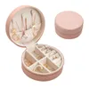 Portable Round Flat Collect Jewelry Box round ring bag organizer oranment jewelry storage box necklace earrings jewelry case