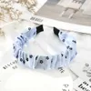 Haarrubberbands Koreaanse haarbands voor vrouwen haaraccessoires bloem print geplooid glanzend garen hoofdband meisjes mode haar hoepel bands hoofddeksel Y240417