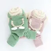 Dog Apparel Jumpsuit Cotton Puppy Overall Four-legged Keep Warm Lovely Winter Autumn Lace Pocket Cat