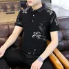 رجال Polos Fashion Fashion All-Match Printed Sleeve Polo Derts Clothing 2024 Summer Loos