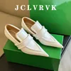 Dress Shoes JClvrVK Runway dikke hiel puntige teenpompen vrouwen echt leer diepe mond single dames lente elegant feest banket