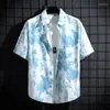 Chemises décontractées masculines 2024 Vintage Summer Fashion Hawaiian Shirt Men Loose Polo Street Beach Style Plus taille Sleeve A73