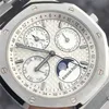 Designer Watch Luksusowe automatyczne zegarki mechaniczne 26574st Perpetual Calendar Stal nierdzewna męska faza Księżyc Przezroczysty dolna część Pełne zestaw
