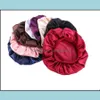 Beanie/Skull Caps Big Size Silk Satin Bonnet Night Sleep Cap Hat For Women Best Quality Pure Color Wear Head er Beautif Hair Accessori OT8OC