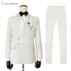Luxury Men Suit Sets Wedding Groomsman skräddarsydd Slim Fit Jacquard Outfits Fashion Party Double Breasted Blazer Pants 2 Pieces 240408