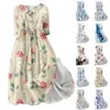 Casual jurken dames mode vintage bloemendruk reversknop driekwart mouwen strappy jurk vestidos verano moda 2024 vestido