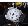 Bell et Ross Mens BR Model Sport Sprou Route en caoutchouc Quartz Bell Luxury Multifinection Watch Business In colowing Steel Man Ross Square Wristwatch High Quality