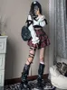 Altgoth 펑크 고딕 고딕 레드 격자 무늬 치마 여성 빈티지 Y2K E-Girl Emo alt High Waist Cake Skirt Harajuku Fairycore Grunge Clubwear 240407